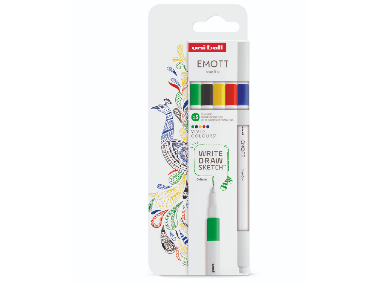 Uni Emott Fineliner Set Vivid 5 Farben