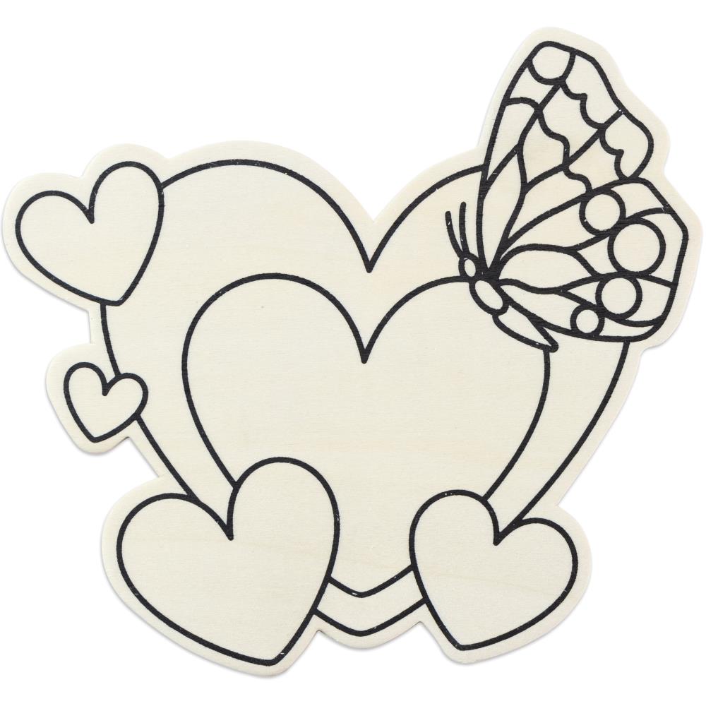 Wooden Figure Heart with Butterflies 15x13 cm each
