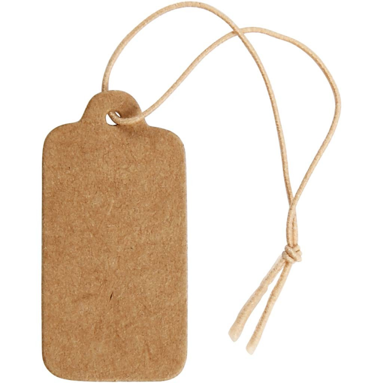 CC Labels met Koord 15x30 mm Naturel 100 stuks