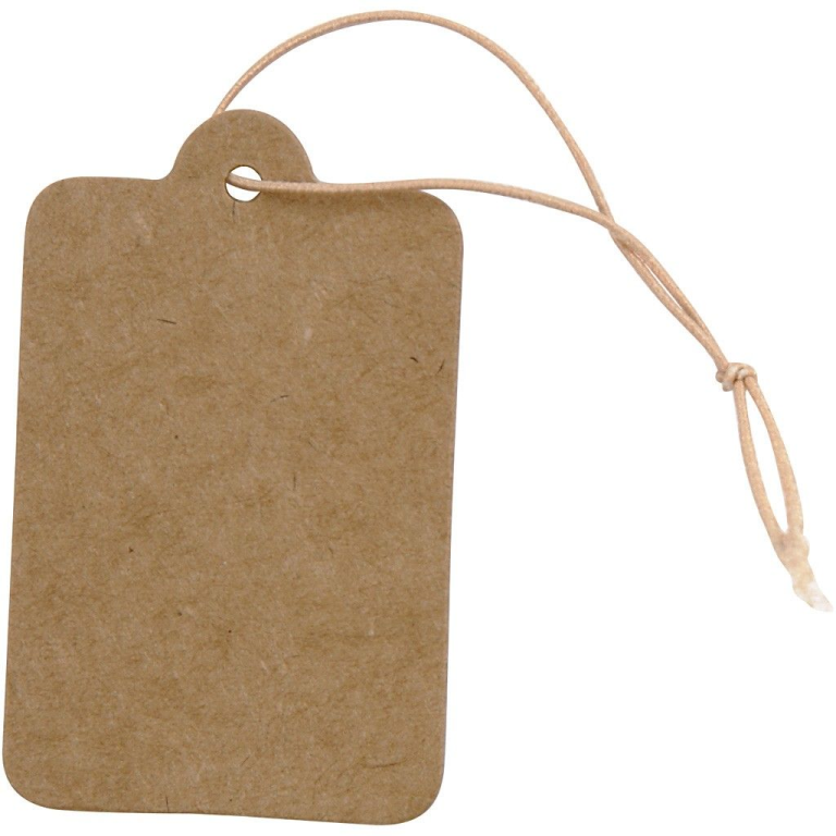 CC Etiketten mit Kordel 25x40 mm Braun 100 Stück