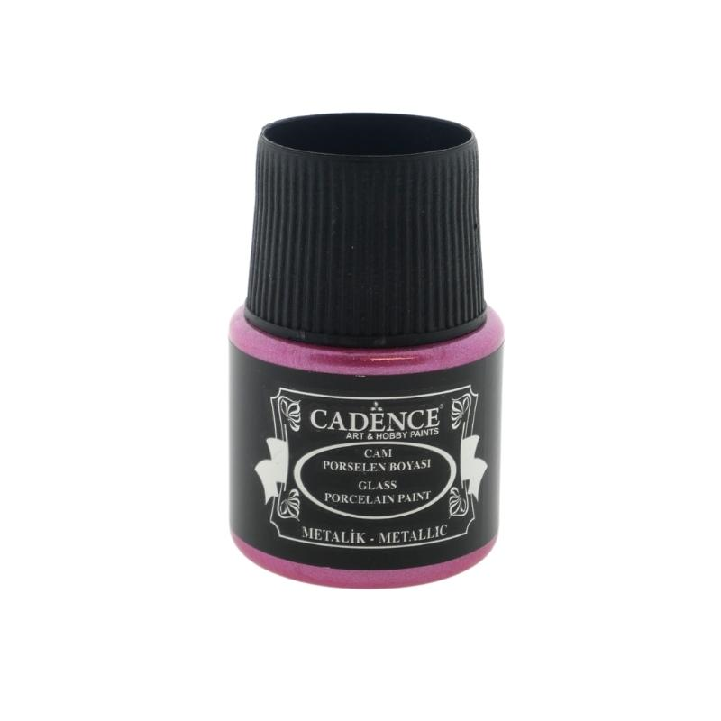 Cadence Glas- und Porzellanfarbe Metallic 45 ml Dunkelrosa