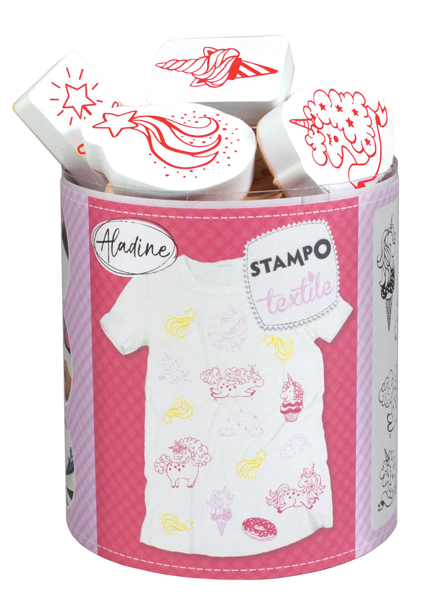 Aladine Stampo Stempel Set Textiel Unicorn 14 stuks