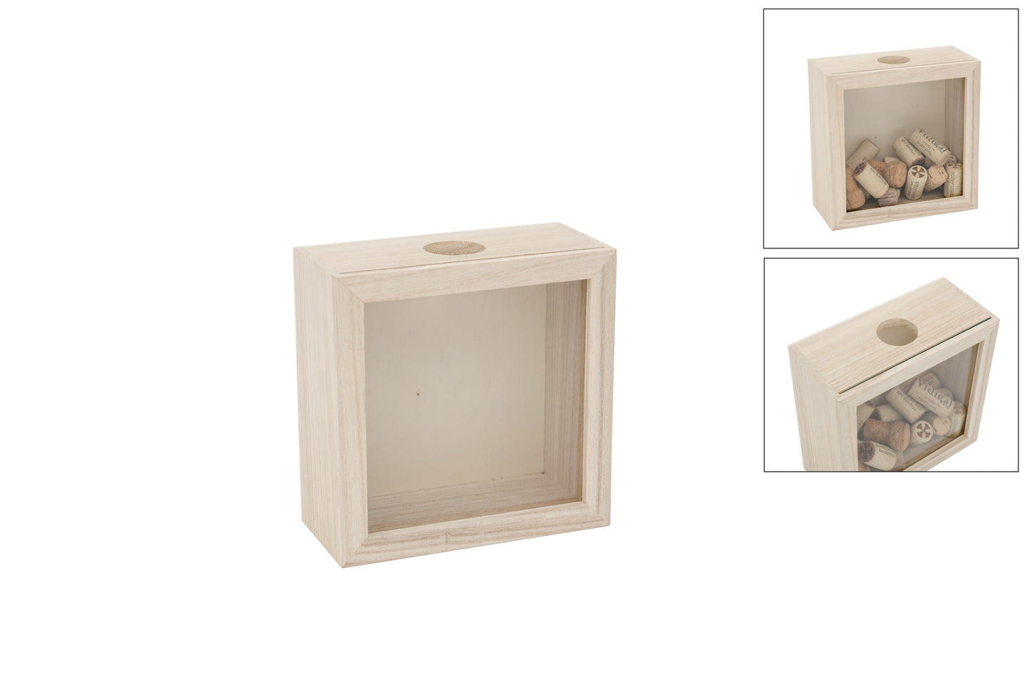 Houten Spaarpot Lijst voor Kurken 17x9x17 cm