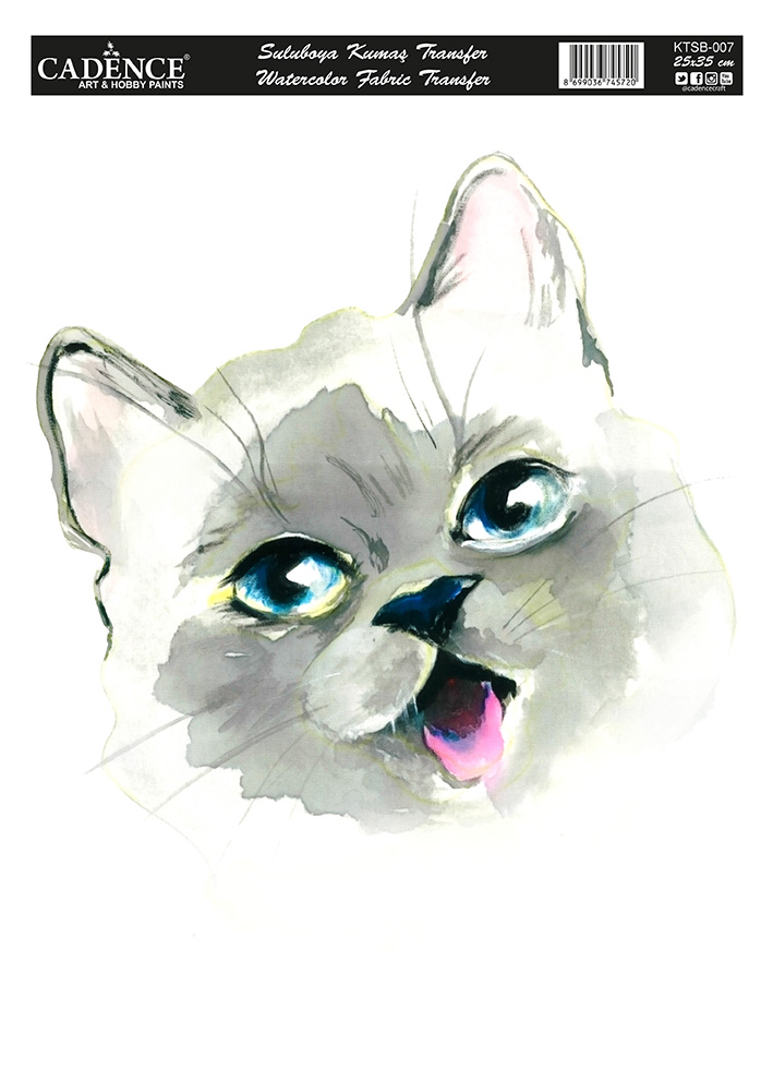 Cadence Textiltransfer Aquarell KTSB-007 25x35 cm Katze