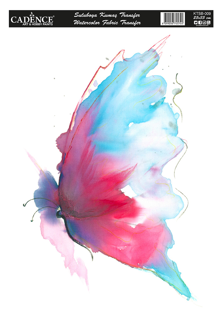 Cadence Textiel Transfer Aquarel KTSB-009 25x35 cm Vlinder