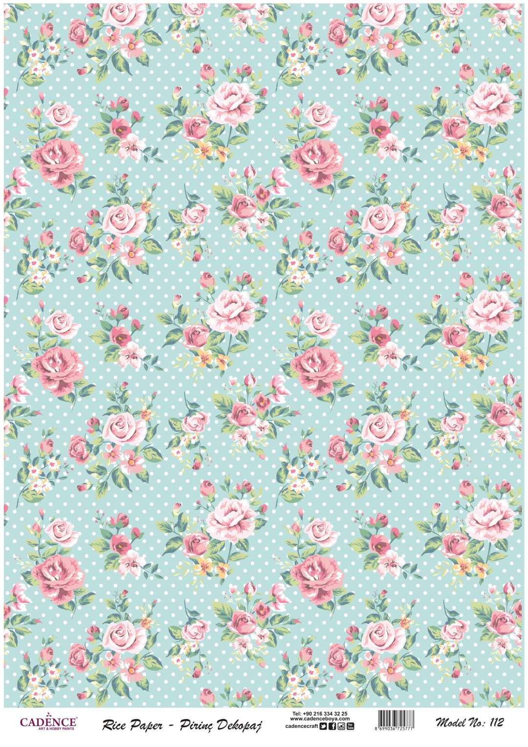 Cadence Reispapier Decoupage 112 30x42 cm Blumenmuster