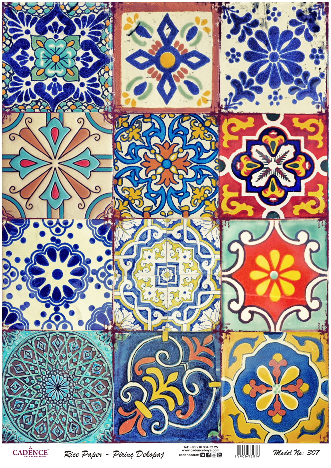 Cadence Reispapier Decoupage 307 30x42 cm Mosaik