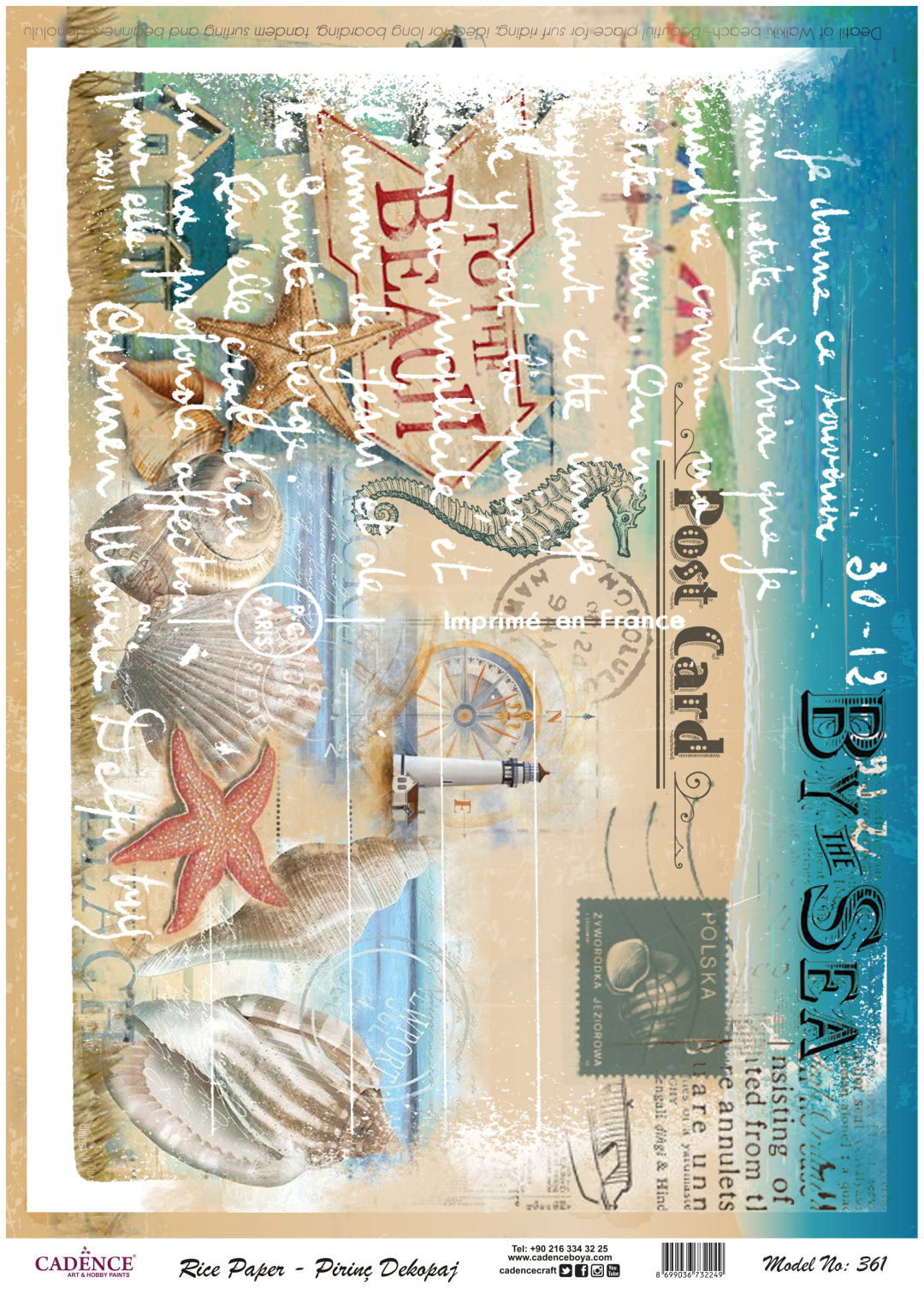 Cadence Rice Decoupage Paper 361 30x42 cm Beach