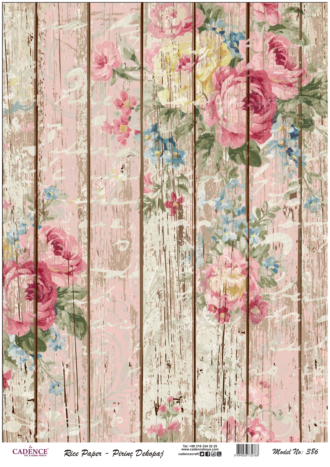 Cadence Reispapier für Decoupage 386 30x42 cm Vintage Holz