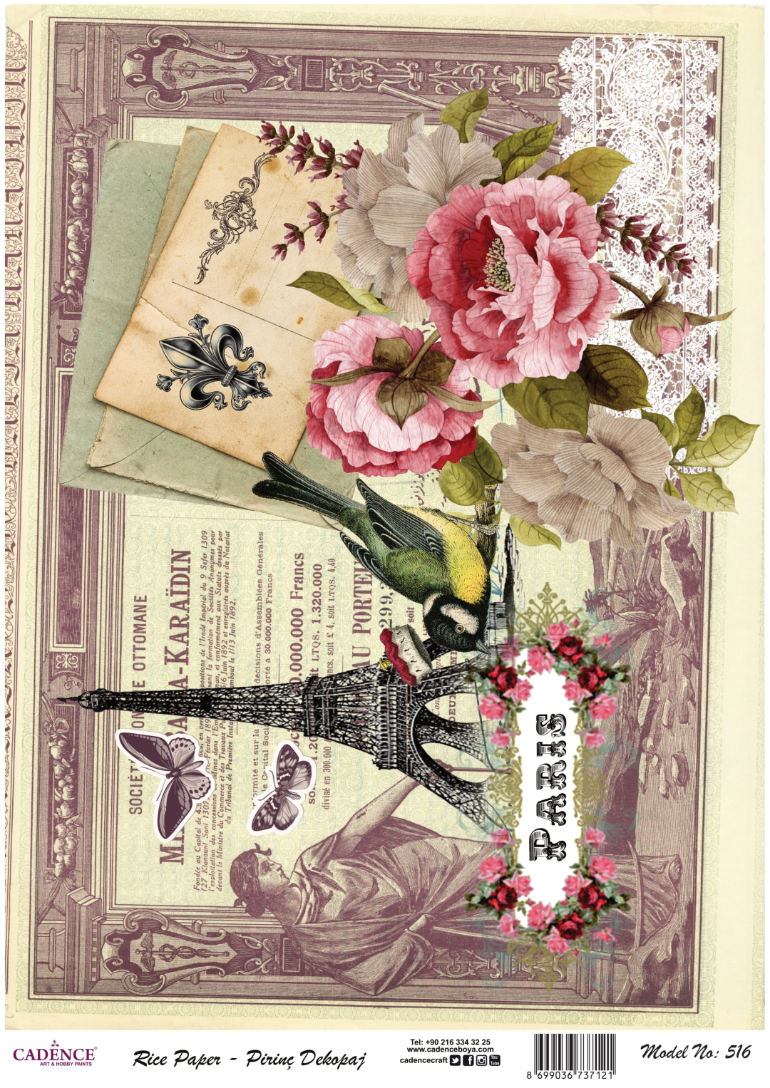 Cadence Rice Decoupage Paper 516 30x42 cm Paris