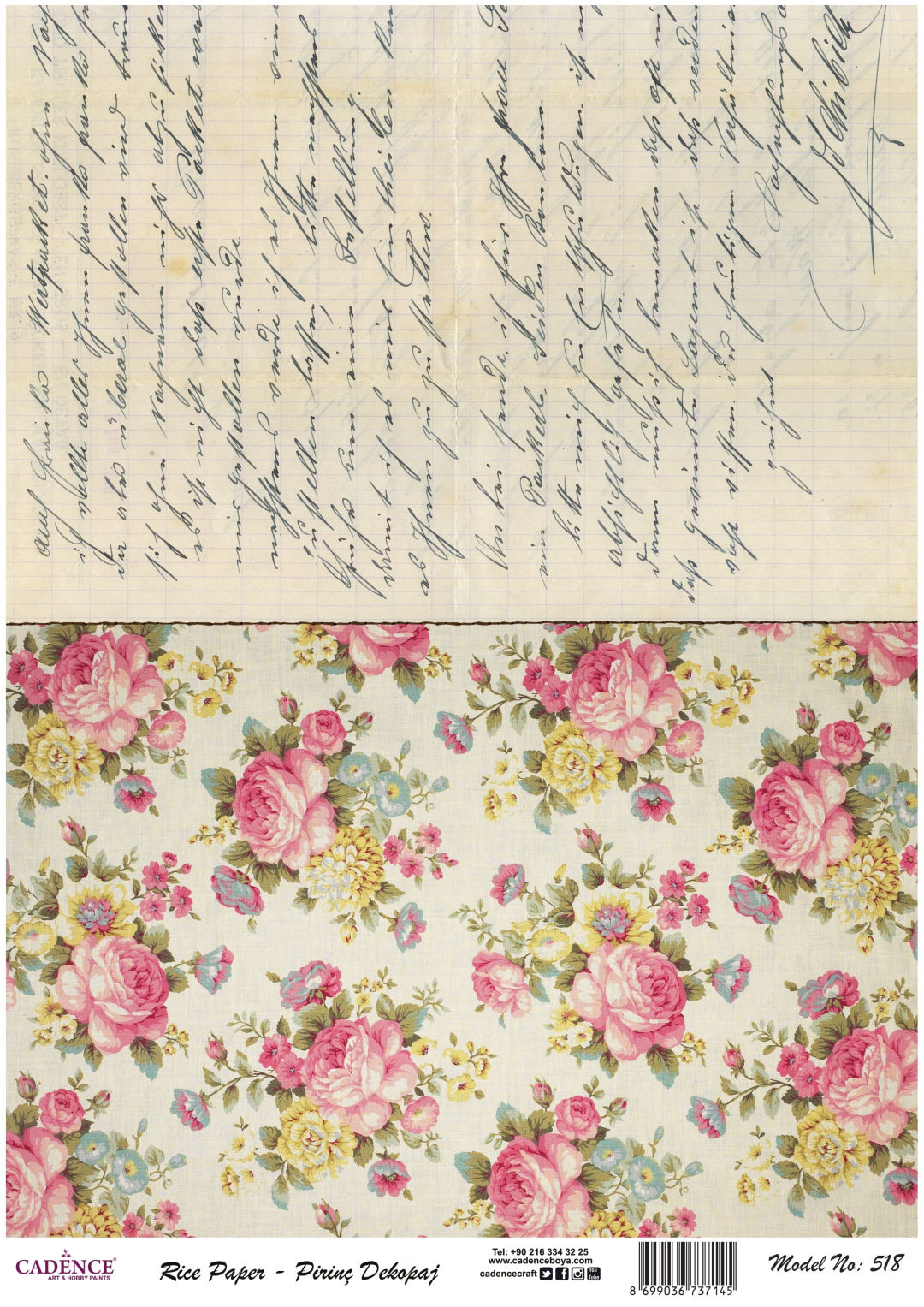 Cadence Rijst Decoupagepapier 518 30x42 cm Briefpapier Bloemen