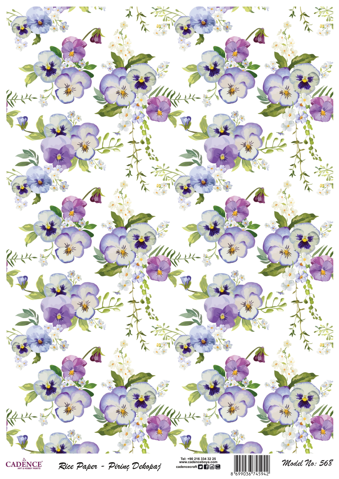 Cadence Rice Decoupage Paper 568 30x42 cm Violets