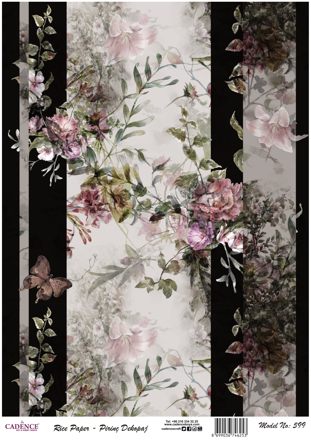 Cadence Rijst Decoupagepapier 599 30x42 cm Art Deco Rozen