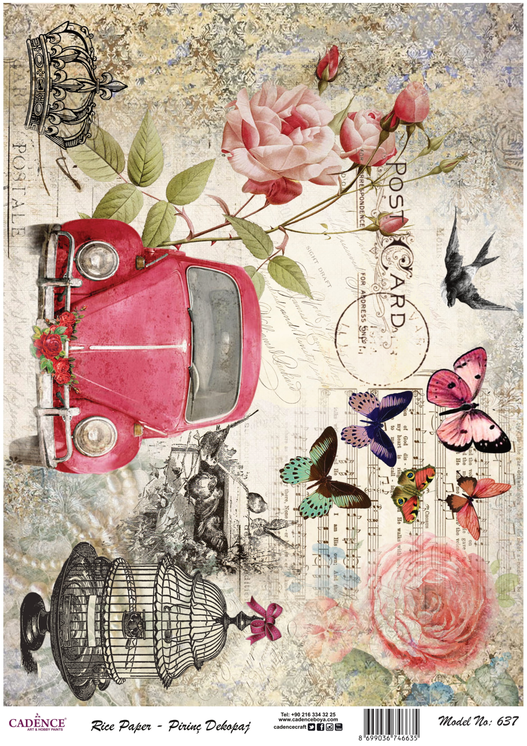 Cadence Reispapier Decoupage 637 30x42 cm Käfer