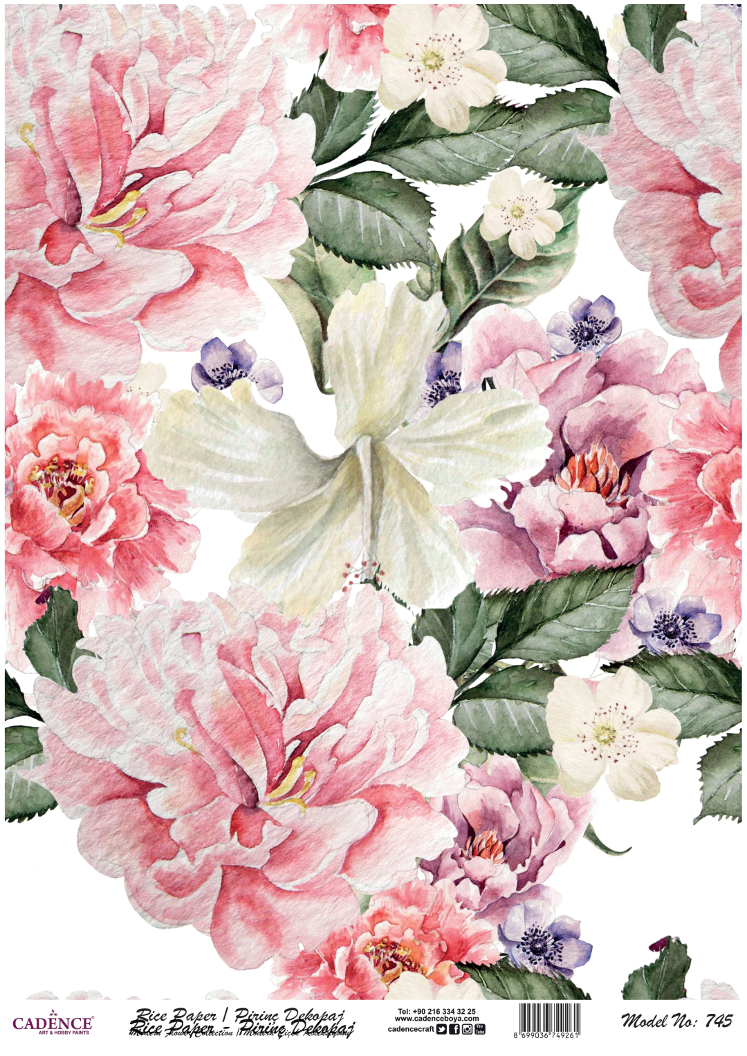 Cadence Reispapier Decoupage 745 30x42 cm Aquarellstrauß