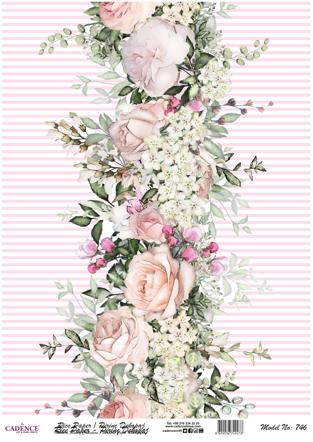 Cadence Rijst Decoupagepapier 746 30x42 cm Bloemenstrook