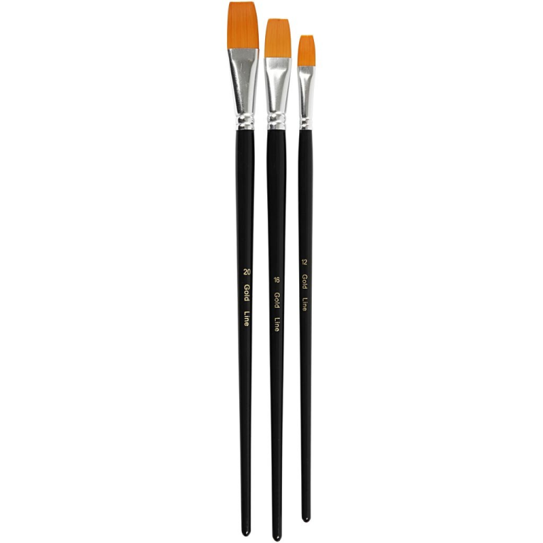 CC Gold Line Acrylic Flat Big Size Brushes Medium Set 3pcs