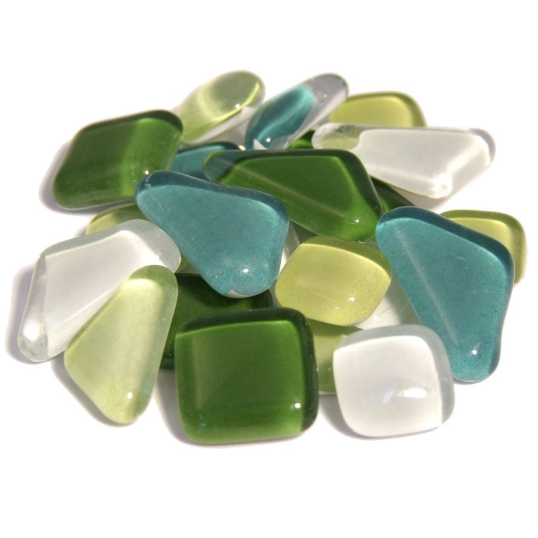 Weiches Glas Polygonal Klar Mix Grün 100 gr