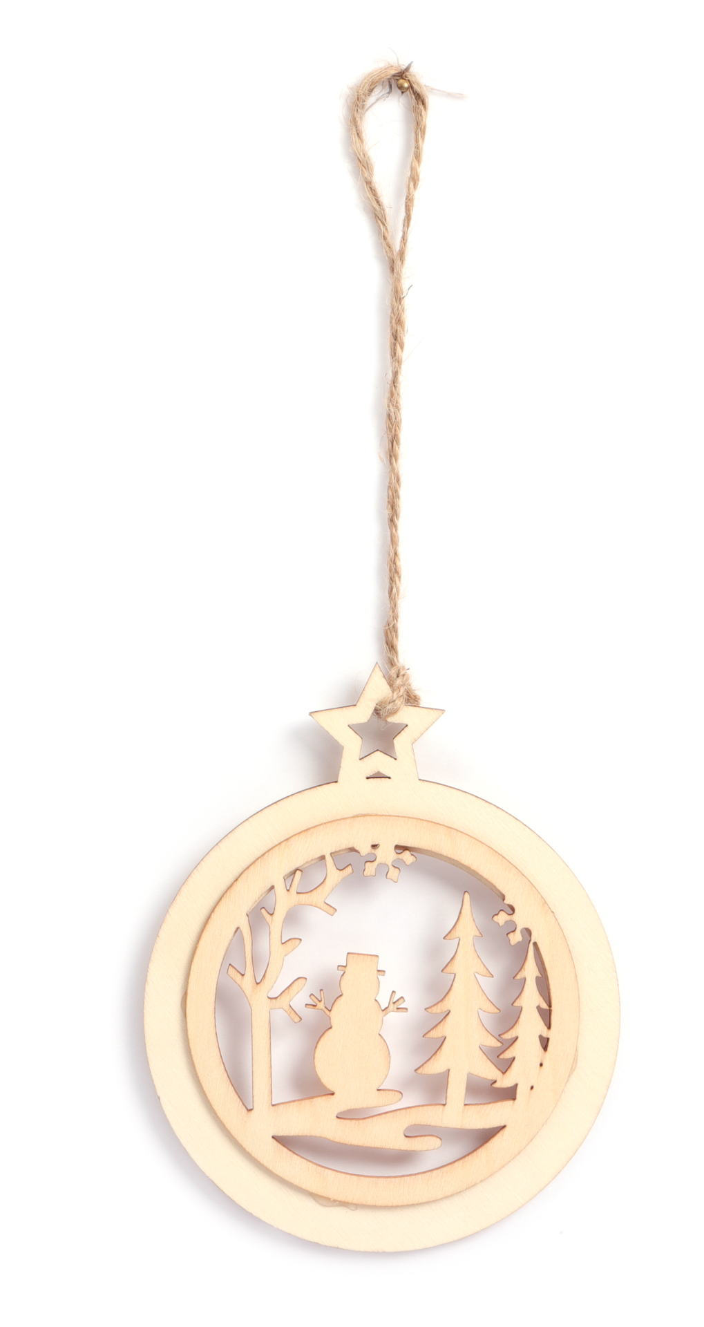 GC Wooden Hanging Ornament Bauble Snowman 13x11 cm
