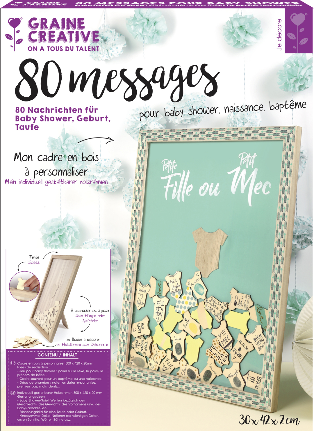 GC Wooden Frame with Rompers 30x42x2 cm