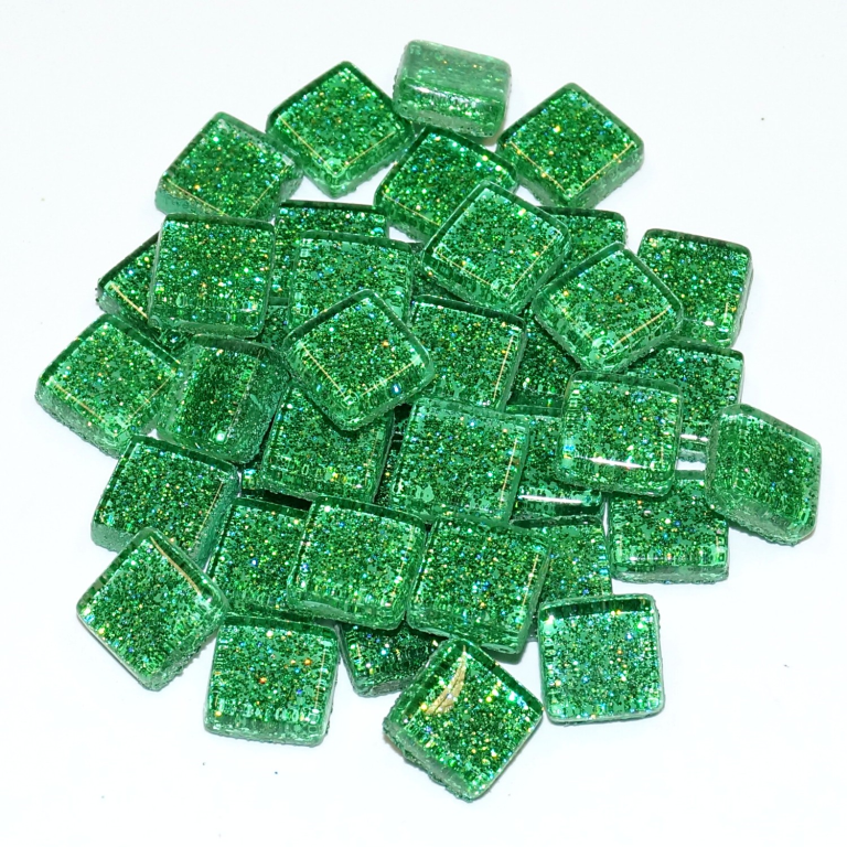 Weiches Glas Quadrat Glitzer Grün 100 gr
