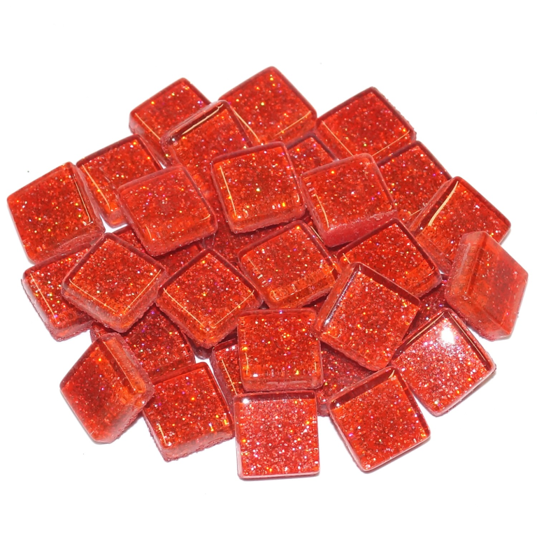 Soft Glass Square Glitter Red 100 gr