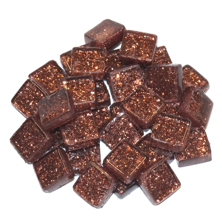 Soft Glas Vierkant Glitter Bruin 100 gr
