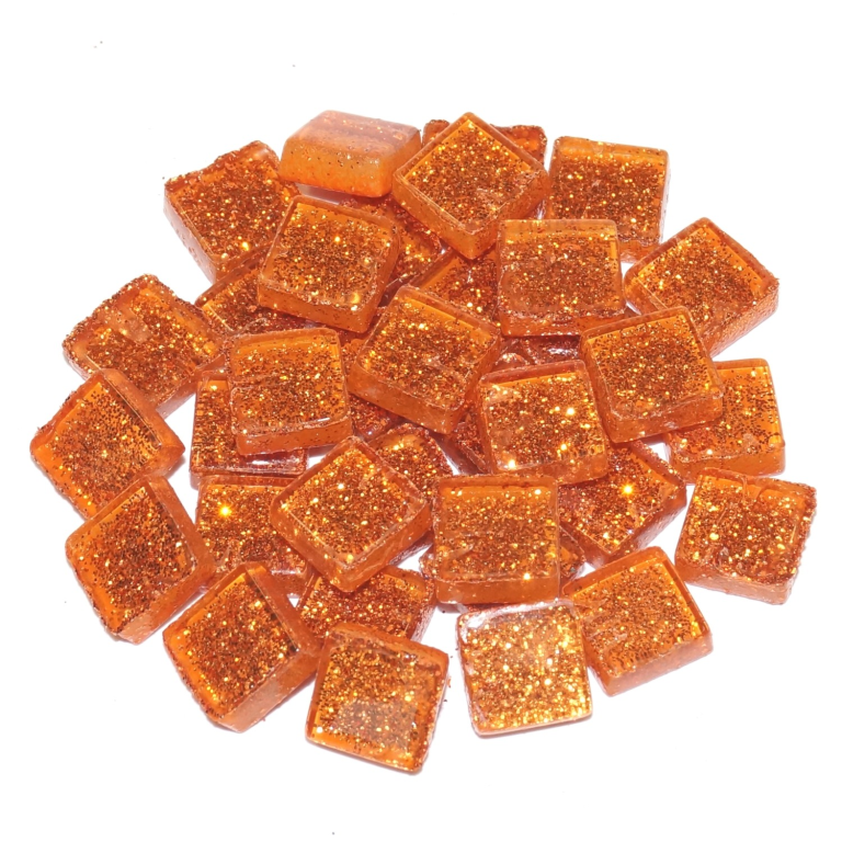 Soft Glas Vierkant Glitter Oranje 100 gr