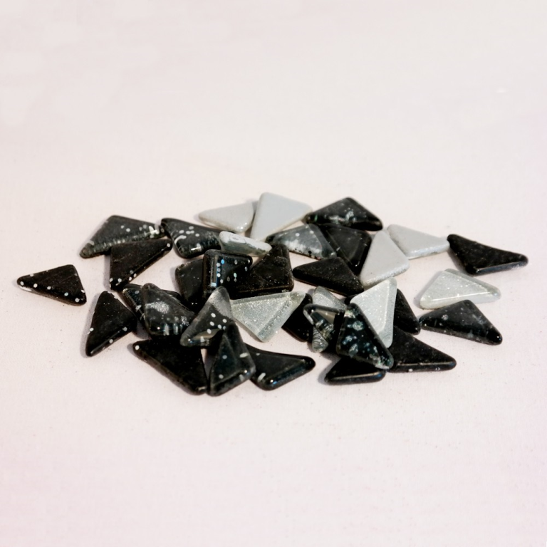 Soft Glas Polygon Glitter Mix Schwarz/Weiß 100 gr