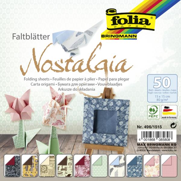 Folia Nostalgia Folding Sheets - 80 gsm - 50 sheets - 15x15cm