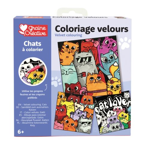 GC Velour Coloring Pages Cats 3 Pieces 17 x 17 cm