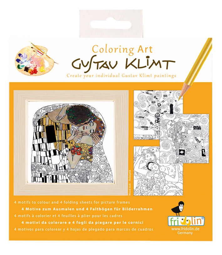Fridolin Malset 4 Ausmalbilder mit Rahmen 15x15 cm Gustav Klimt