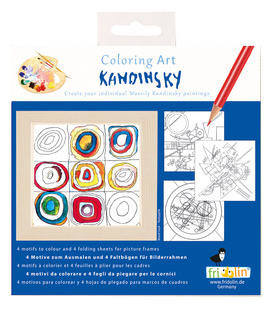 Fridolin Coloring Art Kit 4 Kleurplaten met Lijst 15x15 cm Wassily Kandinksky