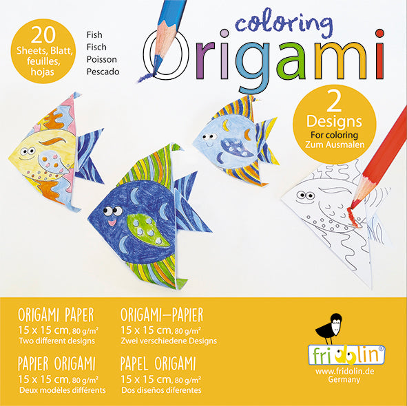 Fridolin Origami Kleuren Set 15x15 cm 20 vel 80 gr 2 modellen Vis