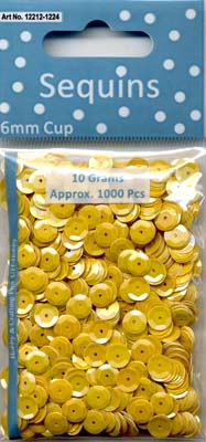 Sequins 6mm Yellow 10g