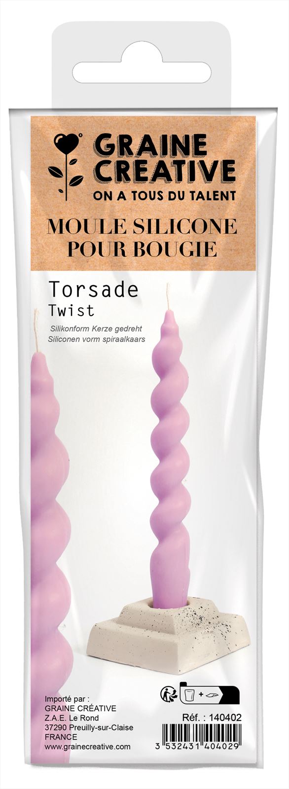 GC Siliconen Kaarsen Mal Twister 17 cm