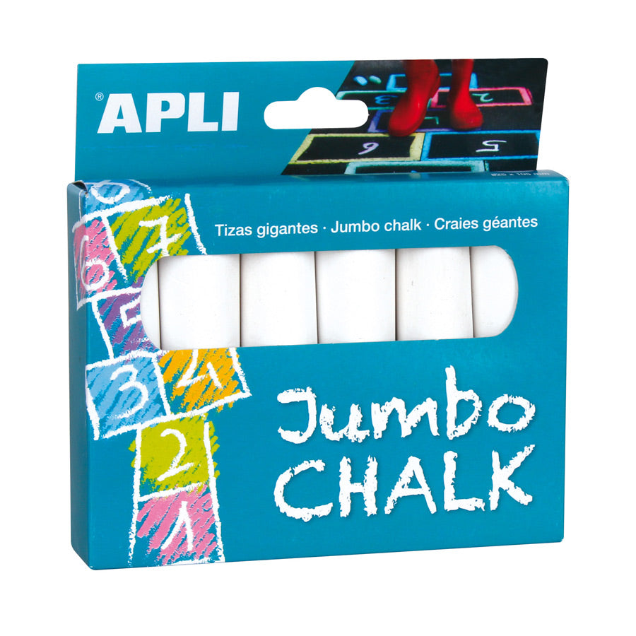 Apli Jumbo Krijtset Wit 6 stuks