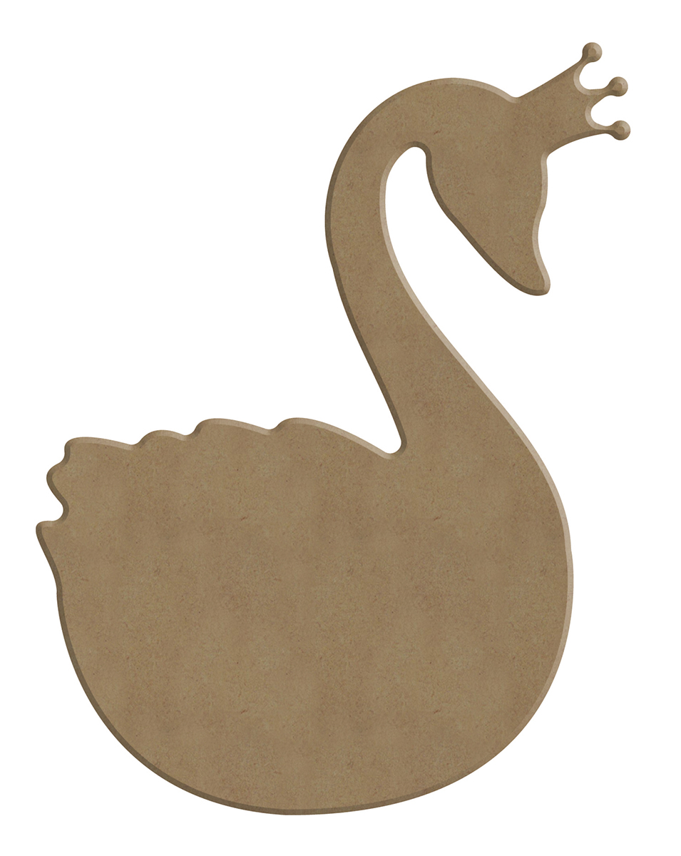 Gomille MDF Figuur 11x14 Zwaan met Kroon