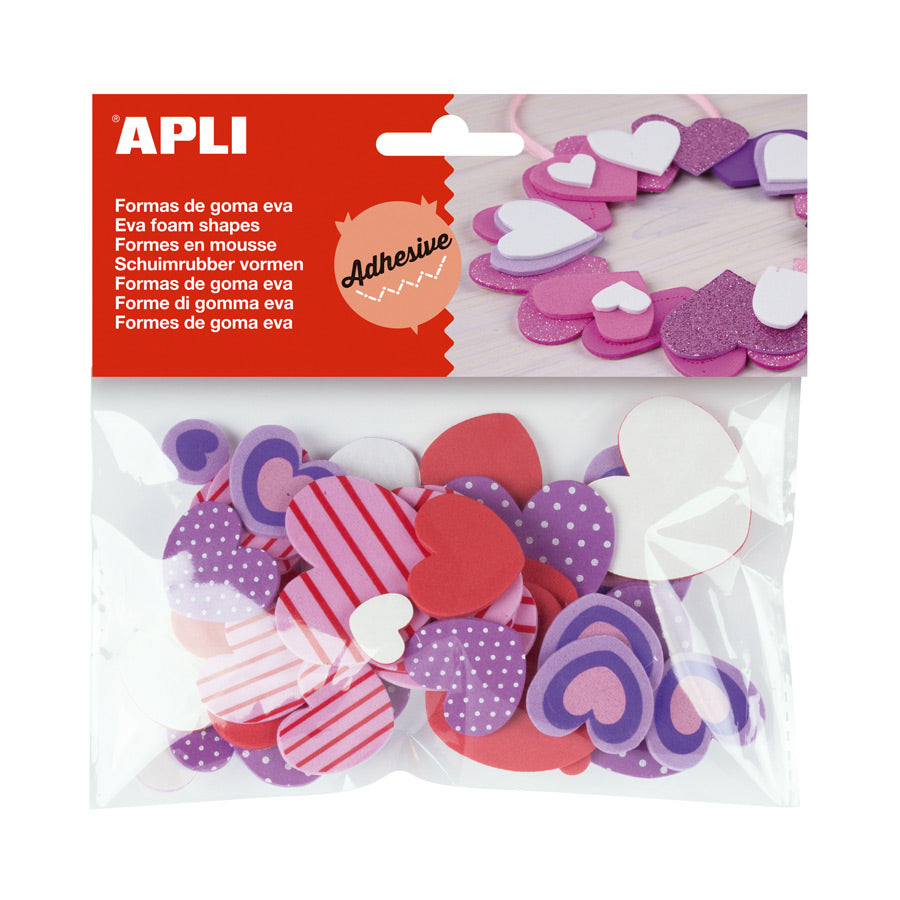 Apli EVA-Schaumherzen – selbstklebend – 40 Stück