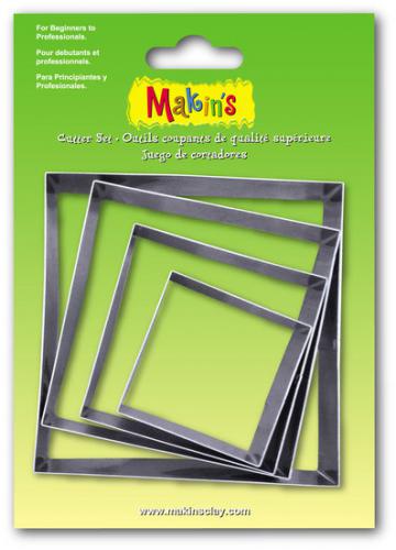 Makins Clay Uitsteekvormen Square 4-delig - Boetseer & Polymeerklei