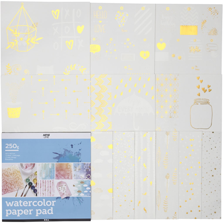CC Kleurblok met Aquarelpapier 30,5x30,5 cm 250gr 12 vel