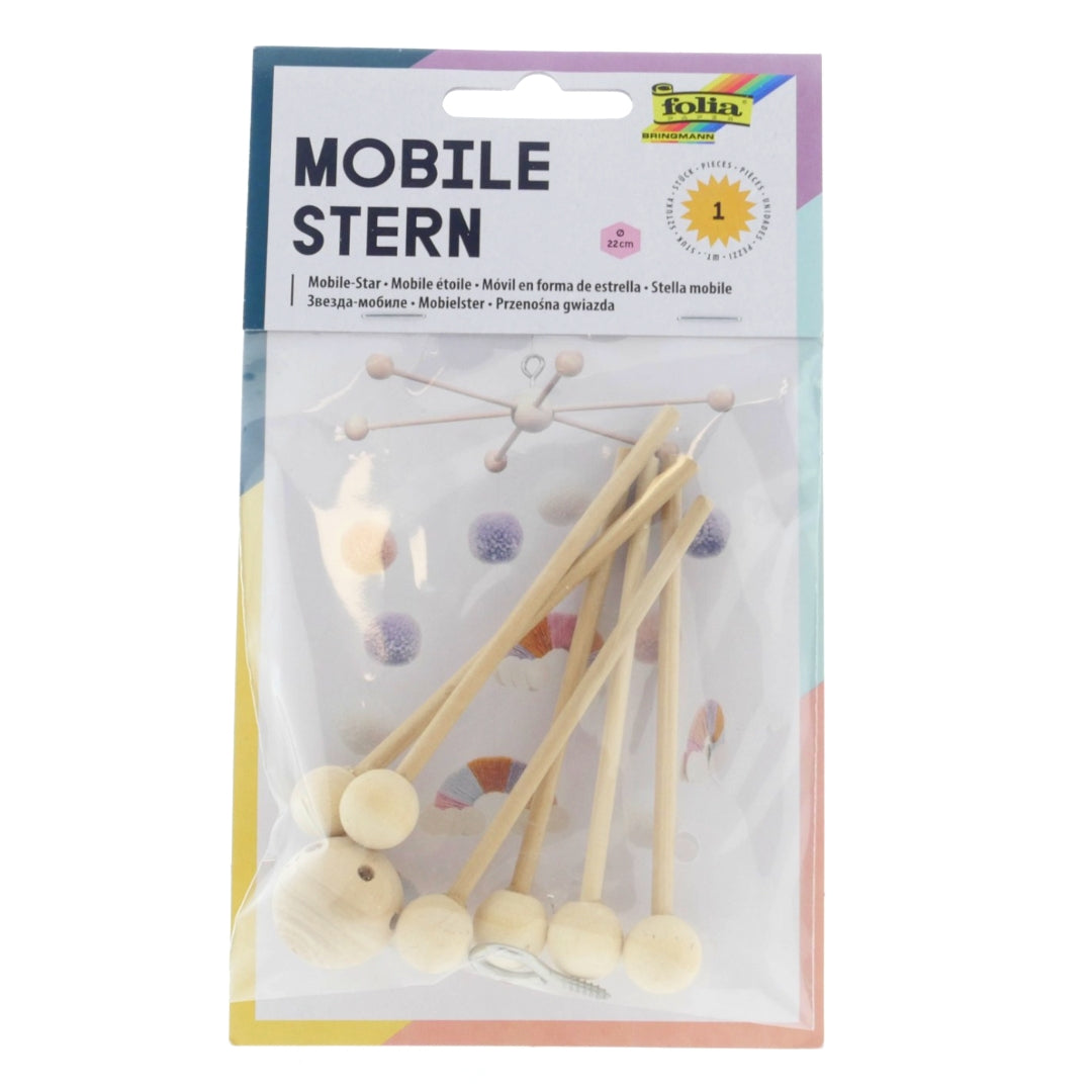 Folia Houten Mobiel Ster 22 cm