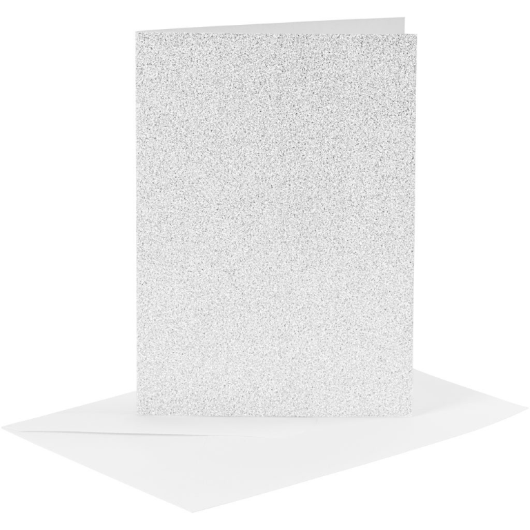 CC Kaarten & Enveloppen 10,5x15 cm Glitter Zilver 4 stuks