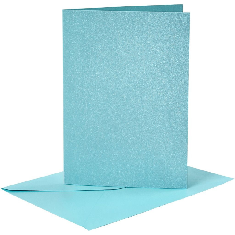 CC Kaarten en Enveloppen Parelmoer Blauw 10x15 cm 4 sets