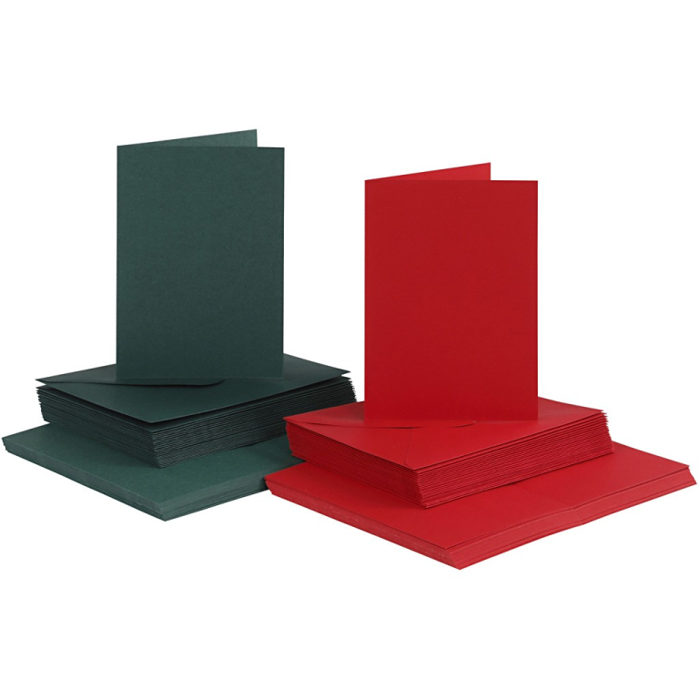 CC Kaarten & Enveloppen Rood - Groen 10,5x15cm 50 sets