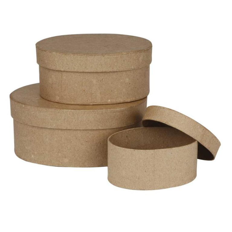 CC Papier Maché Ronde Dozen 3 stuks H: 5+6,5+7,5 cm