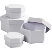 CC Pappschachteln Hexagonal h: 4-7 cm d: 6.5-12 cm Weiß 3 Stück