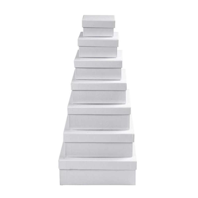 CC Pappschachteln quadratisch Set 7 St. H: 4.5-7.5 cm T: 9-21 cm