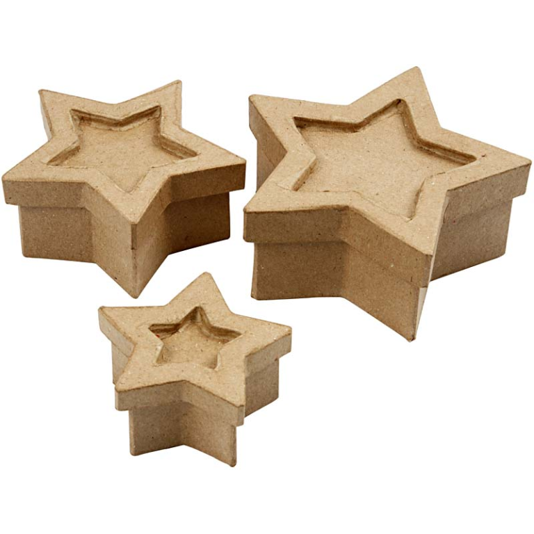 CC Papier Maché Stars Boxes 15x15x6 cm 3 pieces