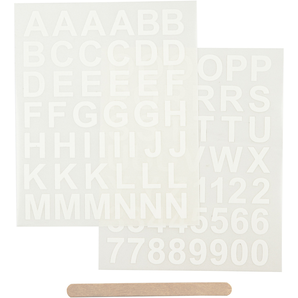 CC Rub-on Sickervel Cijfers en Letters Wit